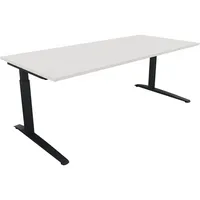 Soennecken Schreibtisch All in One, manuell höhenverstellbar, 65-85cm (H), 200x90cm (BxT), rechteckig, weiß / anthrazit metallic 4003969075