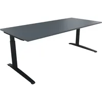 Soennecken Schreibtisch All in One, manuell höhenverstellbar, 65-85cm (H), 200x90cm (BxT), rechteckig, lavagrau / anthrazit metallic 400396