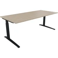 Soennecken Schreibtisch All in One, manuell höhenverstellbar, 65-85cm (H), 200x90cm (BxT), rechteckig, eiche natur / anthrazit metallic 400