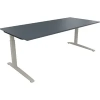 Soennecken Schreibtisch All in One, manuell höhenverstellbar, 65-85cm (H), 200x90cm (BxT), rechteckig, lavagrau / silberaluminium 400396907