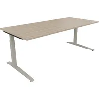 Soennecken Schreibtisch All in One, manuell höhenverstellbar, 65-85cm (H), 200x90cm (BxT), rechteckig, eiche natur / silberaluminium 400396
