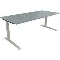 Soennecken Schreibtisch All in One, manuell höhenverstellbar, 65-85cm (H), 200x90cm (BxT), rechteckig, beton hell / silberaluminium 4003969