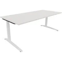 Soennecken Schreibtisch All in One, manuell höhenverstellbar, 65-85cm (H), 200x90cm (BxT), rechteckig, weiß / weiß 4003969075542 Soennecken