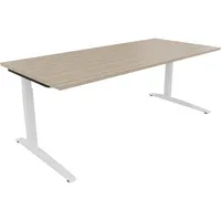 Soennecken Schreibtisch All in One, manuell höhenverstellbar, 65-85cm (H), 200x90cm (BxT), rechteckig, eiche natur / weiß 4003969075450 Soe