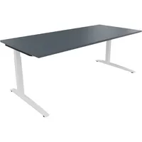 Soennecken Schreibtisch All in One, manuell höhenverstellbar, 65-85cm (H), 200x90cm (BxT), rechteckig, lavagrau / weiß 4003969075399 Soenne