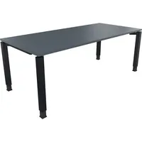 Soennecken Schreibtisch All in One, manuell höhenverstellbar, 68-82cm (H), 200x90cm (BxT), rechteckig, lavagrau / anthrazit metallic 400396