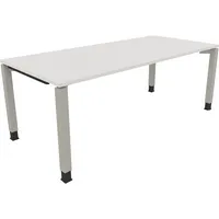 Soennecken Schreibtisch All in One, manuell höhenverstellbar, 68-82cm (H), 200x90cm (BxT), rechteckig, weiß / silberaluminium 4003969078970