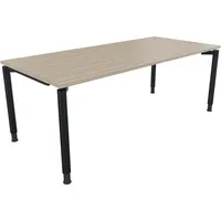 Soennecken Schreibtisch All in One, manuell höhenverstellbar, 68-82cm (H), 200x90cm (BxT), rechteckig, eiche natur / anthrazit metallic 400