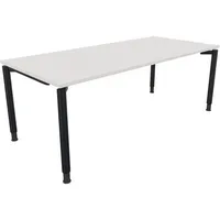 Soennecken Schreibtisch All in One, manuell höhenverstellbar, 68-82cm (H), 200x90cm (BxT), rechteckig, weiß / anthrazit metallic 4003969084