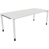 Soennecken Schreibtisch All in One, manuell höhenverstellbar, 68-82cm (H), 200x90cm (BxT), rechteckig, weiß / weiß 4003969084988 Soennecken