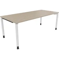 Soennecken Schreibtisch All in One, manuell höhenverstellbar, 68-82cm (H), 200x90cm (BxT), rechteckig, eiche natur / weiß 4003969085046 Soe