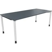 Soennecken Schreibtisch All in One, manuell höhenverstellbar, 68-82cm (H), 200x90cm (BxT), rechteckig, lavagrau / weiß 4003969085053 Soenne