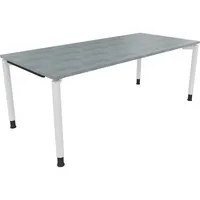 Soennecken Schreibtisch All in One, manuell höhenverstellbar, 68-82cm (H), 200x90cm (BxT), rechteckig, beton hell / weiß 4003969084926 Soen