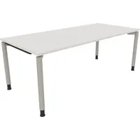 Soennecken Schreibtisch All in One, manuell höhenverstellbar, 68-82cm (H), 200x90cm (BxT), rechteckig, weiß / silberaluminium 4003969084933