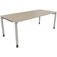 Soennecken Schreibtisch All in One, manuell höhenverstellbar, 68-82cm (H), 200x90cm (BxT), rechteckig, eiche natur / silberaluminium 400396