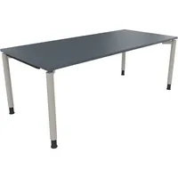 Soennecken Schreibtisch All in One, manuell höhenverstellbar, 68-82cm (H), 200x90cm (BxT), rechteckig, lavagrau / silberaluminium 400396908