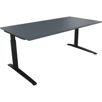 Soennecken Schreibtisch All in One, manuell höhenverstellbar, 65-85cm (H), 180x90cm (BxT), rechteckig, lavagrau / anthrazit metallic 400396
