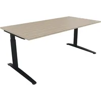 Soennecken Schreibtisch All in One, manuell höhenverstellbar, 65-85cm (H), 180x90cm (BxT), rechteckig, eiche natur / anthrazit metallic 400