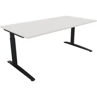 Soennecken Schreibtisch All in One, manuell höhenverstellbar, 65-85cm (H), 180x90cm (BxT), rechteckig, weiß / anthrazit metallic 4003969074