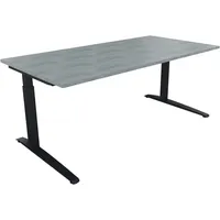 Soennecken Schreibtisch All in One, manuell höhenverstellbar, 65-85cm (H), 180x90cm (BxT), rechteckig, beton hell / anthrazit metallic 4003