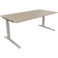 Soennecken Schreibtisch All in One, manuell höhenverstellbar, 65-85cm (H), 180x90cm (BxT), rechteckig, eiche natur / silberaluminium 400396