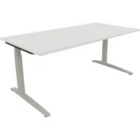 Soennecken Schreibtisch All in One, manuell höhenverstellbar, 65-85cm (H), 180x90cm (BxT), rechteckig, weiß / silberaluminium 4003969074415