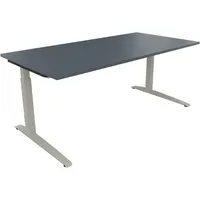 Soennecken Schreibtisch All in One, manuell höhenverstellbar, 65-85cm (H), 180x90cm (BxT), rechteckig, lavagrau / silberaluminium 400396907