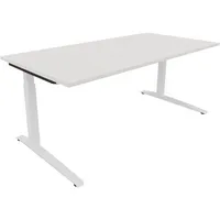 Soennecken Schreibtisch All in One, manuell höhenverstellbar, 65-85cm (H), 180x90cm (BxT), rechteckig, weiß / weiß 4003969074309 Soennecken