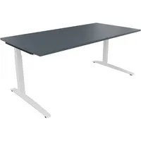 Soennecken Schreibtisch All in One, manuell höhenverstellbar, 65-85cm (H), 180x90cm (BxT), rechteckig, lavagrau / weiß 4003969074385 Soenne