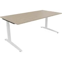 Soennecken Schreibtisch All in One, manuell höhenverstellbar, 65-85cm (H), 180x90cm (BxT), rechteckig, eiche natur / weiß 4003969074347 Soe