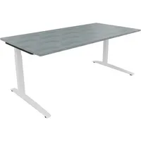 Soennecken Schreibtisch All in One, manuell höhenverstellbar, 65-85cm (H), 180x90cm (BxT), rechteckig, beton hell / weiß 4003969074392 Soen