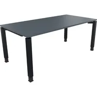 Soennecken Schreibtisch All in One, manuell höhenverstellbar, 68-82cm (H), 180x90cm (BxT), rechteckig, lavagrau / anthrazit metallic 400396