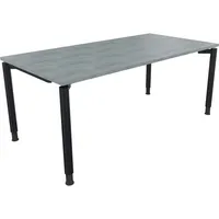 Soennecken Schreibtisch All in One, manuell höhenverstellbar, 68-82cm (H), 180x90cm (BxT), rechteckig, beton hell / anthrazit metallic 4003