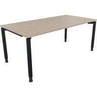 Soennecken Schreibtisch All in One, manuell höhenverstellbar, 68-82cm (H), 180x90cm (BxT), rechteckig, eiche natur / anthrazit metallic 400