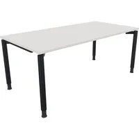 Soennecken Schreibtisch All in One, manuell höhenverstellbar, 68-82cm (H), 180x90cm (BxT), rechteckig, weiß / anthrazit metallic 4003969086