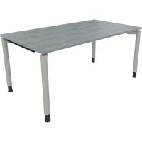 Soennecken Schreibtisch All in One, manuell höhenverstellbar, 68-82cm (H), 180x90cm (BxT), rechteckig, beton hell / silberaluminium 4003969