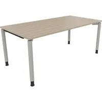 Soennecken Schreibtisch All in One, manuell höhenverstellbar, 68-82cm (H), 180x90cm (BxT), rechteckig, eiche natur / silberaluminium 400396