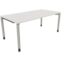 Soennecken Schreibtisch All in One, manuell höhenverstellbar, 68-82cm (H), 180x90cm (BxT), rechteckig, weiß / silberaluminium 4003969086272
