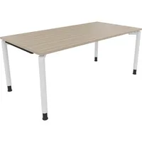Soennecken Schreibtisch All in One, manuell höhenverstellbar, 68-82cm (H), 180x90cm (BxT), rechteckig, eiche natur / weiß 4003969086340 Soe