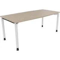 Soennecken Besprechungstisch communication, höhenverstellbar 68-82cm (H), 180x80/90cm (BxT), Tonnenform, eiche natur / weiß 4003969085091 S