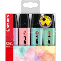 STABILO - Textmarker - BOSS ORIGINAL Pastel - 4er Pack - Hauch von Minzgrün, rosiges Rouge, Schimmer von Lila, zartes Türkis