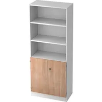 Hammerbacher Regalschrank V6 V6770/W/N/SG, abschließbar, 5 OH, nussbaum/weiß, 80x200,4x42cm (BxHxT) 4032062146378 Hammerbacher