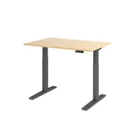 Hammerbacher Sitz-Steh-Schreibtisch XMKA, elektrisch höhenverstellbar, 70-120cm (H), 120x80cm (BxT), rechteckig, ahorn / graphit 403206218549