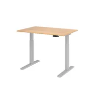 Hammerbacher Sitz-Steh-Schreibtisch XMKA, elektrisch höhenverstellbar, 70-120cm (H), 120x80cm (BxT), rechteckig, eiche / silber 4032062182338