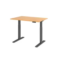 Hammerbacher Sitz-Steh-Schreibtisch XMKA, elektrisch höhenverstellbar, 70-120cm (H), 120x80cm (BxT), rechteckig, buche / graphit 403206218551