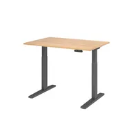 Hammerbacher Sitz-Steh-Schreibtisch XMKA, elektrisch höhenverstellbar, 70-120cm (H), 120x80cm (BxT), rechteckig, eiche / graphit 403206218552