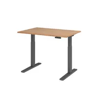 Hammerbacher Sitz-Steh-Schreibtisch XMKA, elektrisch höhenverstellbar, 70-120cm (H), 120x80cm (BxT), rechteckig, nussbaum / graphit 403206218