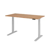Hammerbacher Sitz-Steh-Schreibtisch XMKA, elektrisch höhenverstellbar, 70-120cm (H), 160x80cm (BxT), rechteckig, nussbaum / silber 4032062182 2 Stück