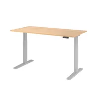 Hammerbacher Sitz-Steh-Schreibtisch XMKA, elektrisch höhenverstellbar, 70-120cm (H), 160x80cm (BxT), rechteckig, eiche / silber 4032062182406 2 Stück