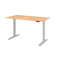 Hammerbacher Sitz-Steh-Schreibtisch XMKA, elektrisch höhenverstellbar, 70-120cm (H), 160x80cm (BxT), rechteckig, buche / silber 4032062182390 2 Stück